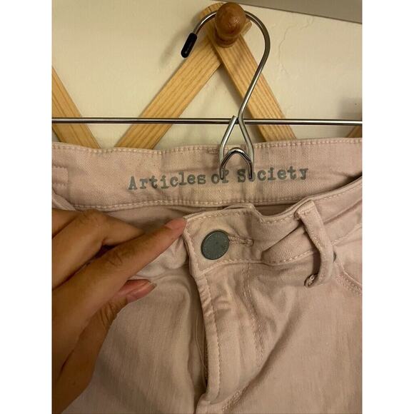 Articles of Society Pants Women's 28 Blush Pink Carly Raw Hem Ankle Skinny Jeans - Picture 3 of 8